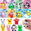JOYIN 28 PCS Valentine's Day Gifts Card with Unzip Popping Eyes Animal Keychains for Kids Party Favor, Classroom Exchange Prizes, Valentines Greeting Cards