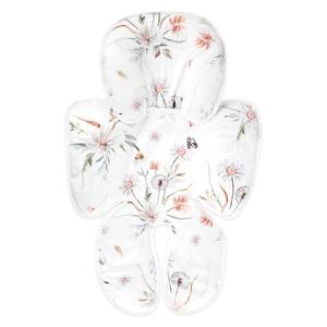 Infant Car Seat Insert, 2 in 1 Baby Car Seat Head Body Support Cushion Pillow, Reversible & Adjustable Baby Headrest for Stroller, Swing, White Floral (Wildflower)