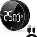 Rechargeable Magnetic Kitchen Timer for Cooking, Building 800mAh Battery Large Display Digital Countdown Countup Timer, 3 Preset 5/15/25 Mins Loud Alarm for Baking Grilling Studying