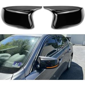 Rear Side Mirror Caps Compatible with Infi-niti Q50 Q60 2014-2021, QX30 2017-2019,Q70 2014-2019 OE: 963744GA0H,963734GA0H, Bonus Blind Spot Mirrors Included (Glossy Black)