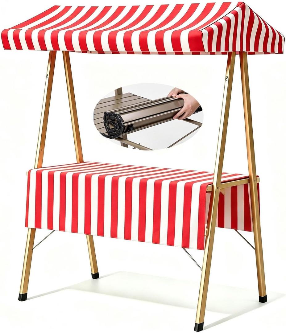 Farmers Market Stand with Canopy Portable Vendor Cart