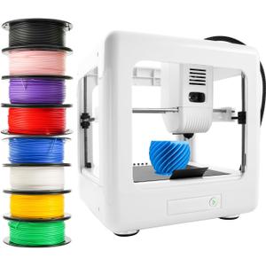 Mini 3D Printer for Beginners with 8 Colors PLA Filament, Portable FDM Printer Kit, Easy to Use, Compact Desktop 3D Printing Machine with USB/TF Card, 0.4mm Nozzle, G-Code Compatible