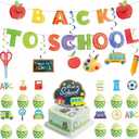 33 Pcs Back to School Decorations Banners Teacher School Supplies First Day of School Cupcake Toppers Hanging Swirls Classroom Party Decor Welcome Back Bulletin Board & Door Decorations