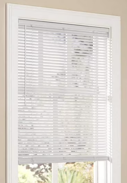 1" Cordless Mini Blinds, White Vinyl Light Filtering Blinds, 22" W x 64" H, Ideal for Indoor Windows, Office, Kitchen, Bathroom and Living Room