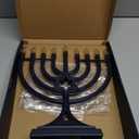 LED Electric Blue Hanukkah Menorah with Special Effects - Battery/USB Powered, Star of David, 4 Lighting/Blinking Modes, Large LED Bulbs, Chanukah Traditional Electric Menorahs - Navy Blue