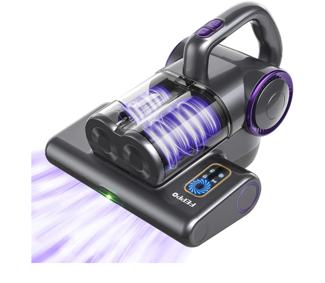 FEPPO Mattress Vacuum Cleaner, 16Kpa Bed Vacuum Cleaner with 253.7nm UV-C Light, 140°F Heat, HEPA Filter & Ultrasonic, Versatile Handheld Vacuums for Bed, Sofa, Couch, Crib(Corded, 500W)