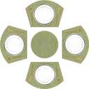 SHACOS Large Size Wedge Shape Placemats with Centerpiece Round Mat Set of 5 Round Table Place Mats Washable Dining Table Placemats Reversible, Green (4 pcs 13.7"x19.6" Wedge+ 1 pc 14" Round)