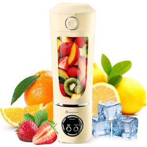 Portable Blender, Electric USB Type-C Juicer 3 Cup, 24 OZ BPA Free, Personal Juicer Shakes with Spout Lids, Smoothies Blender for Home, Kitchen, Office, Gym, Yellow