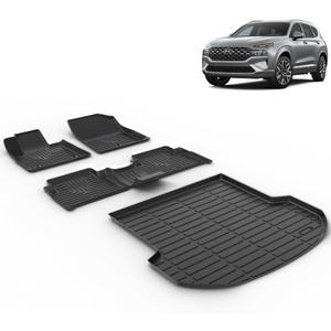 Floor Mats & Cargo Liner for 2021 2022 2023 Hyundai Santa Fe Hybrid/2022 2023 Hyundai Santa Fe Plug-in Hybrid(PHEV) Car Mats All Weather Santa Fe Hybrid Floor Mats Trunk Mat Accessories