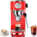 atatix 20 Bar Espresso Machine with Milk Frother, Compact Espresso Maker, Stainless Steel Coffee Machine with Precise Temp Control & 44oz Removable Water Tank for Latte, Cappuccino, Red