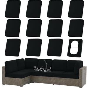 hyha Waterproof Outdoor Cushion Covers for Patio Furniture, Stretch Patio Chair Cushion Slipcovers, Coated UV Resistant Replacement Seat Covers, Solid Color (Black, 12PC)