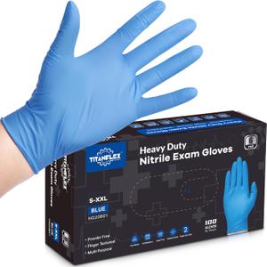 TitanFlex Nitrile Exam Gloves, Blue, 6-mil, Heavy Duty Nitrile Gloves, Mechanic Disposable Gloves, Latex Free, Powder Free (Blue(Large 100))