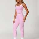 QBGJTD Womens Workout Sets Two Piece Cross Back Tank Top Matching High Waist Leggings Sets Gym Outfits Work Out Clothes (Pink, M)
