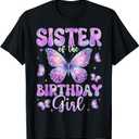 Sister Of The Birthday Girl Butterfly Family Matching T-Shirt, Size Kids 2
