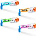 XSHOT Water Warfare Small Tube Soaker (4 Pack) by ZURU Super Soaking Pump Action, Pool Party Pack, Fills up to 380ml, Shoots up to 8 Meters, for Boys, Girls, Children