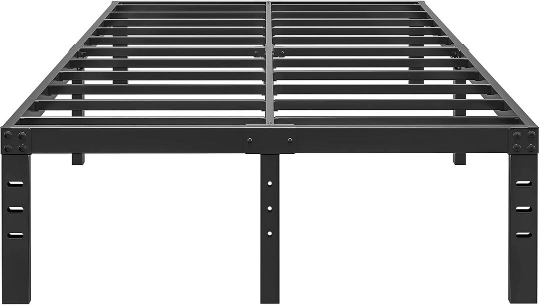 HOBINCHE 14 Inch Metal Full Size Bed Frame No Box Spring Needed - Easy Assembly Heavy Duty Noise Free Narrow Bedframes - Double Black Basic Steel Slats Platform with Storage