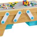 KidKraft Building Bricks Play N Store Wooden Table, Children's Toy Storage with Bins, 200+ Building Blocks Included, Natural, Gift for Ages 3+
