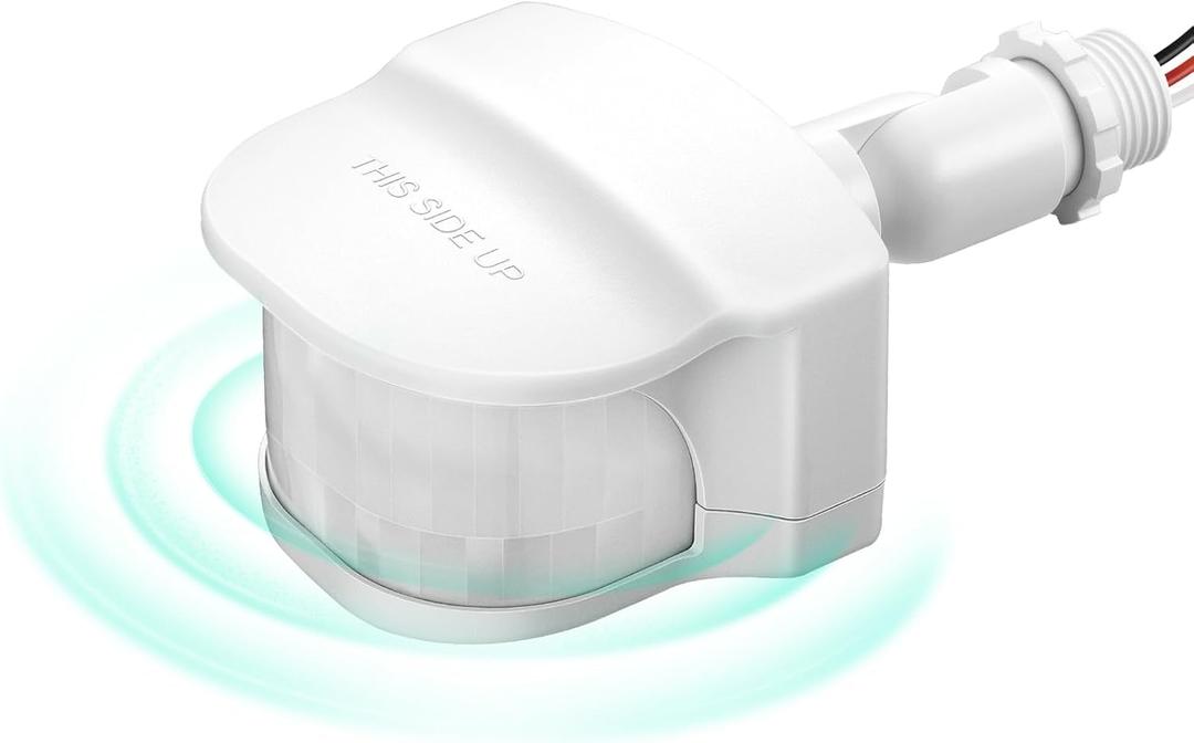 EDISHINE 240 Degree Motion Sensor, Replacement Motion Detector for Outdoor Lights, Adjustable Time & Detection Range Up to 60FT, 3 Modes PIR Motion Sensor for Floodlight, White, UL Listed