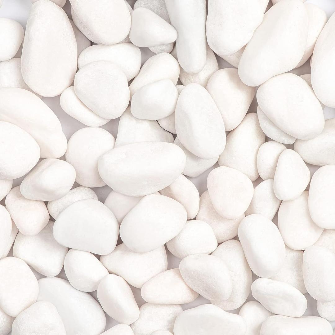 5lbs White Natural River Rocks, Polished Pebbles for Plants Garden, 1-2 inch Decorative White Stones, Ideal for Fish Tank, Vases, Crafting, Home Decor and Garden Landscaping Rocks,White