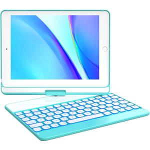 Earto Keyboard Case for iPad 6th Generation, iPad 5th Generation Keyboard, iPad Air 2Air 1, Pro 9.7 inch, 7 Color Backlit 360 Roatate Wireless Keyboard Case, ICE Green