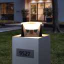 Outdoor Post Light Hard Wired, 11" Column Lamp Not Solar, Modern Pillar Lantern Waterproof Fence Deck Cap LED Lights Exterior Landscape Lighting Fixture Electric for Patio Garden Yard Gate Posts