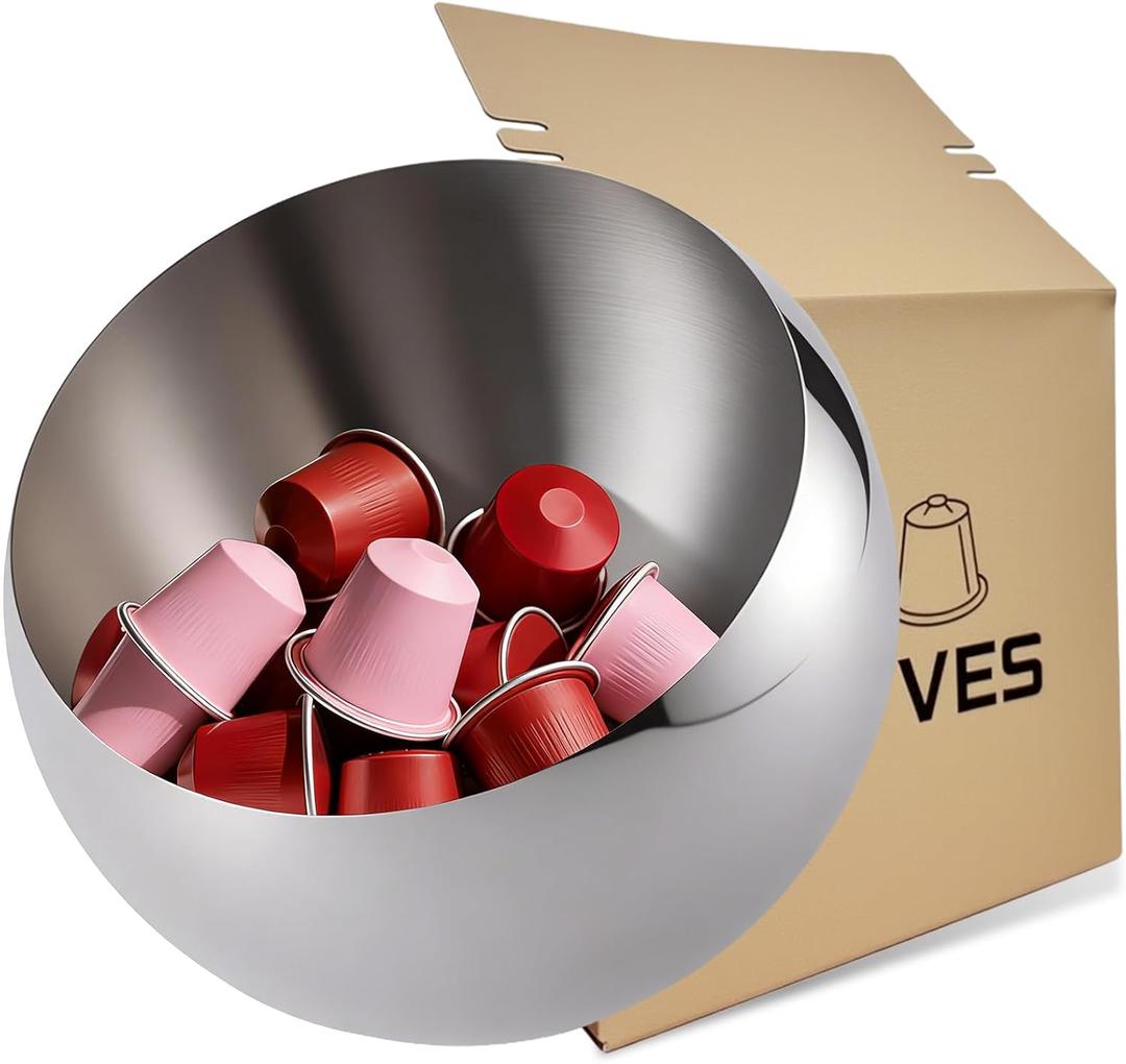 Slim Stainless Steel Coffee Pod Holder - High-Capacity Minimalist Organizer to Declutter Your Espresso Pods - For an Organized Coffee Bar (Silver, M)