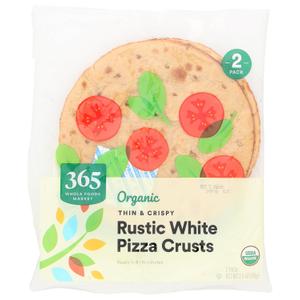 2 x 365 by Whole Foods Market, Organic Rustic White Pizza Crusts, 7 Inch, 2 Count, 3.5 Ounce