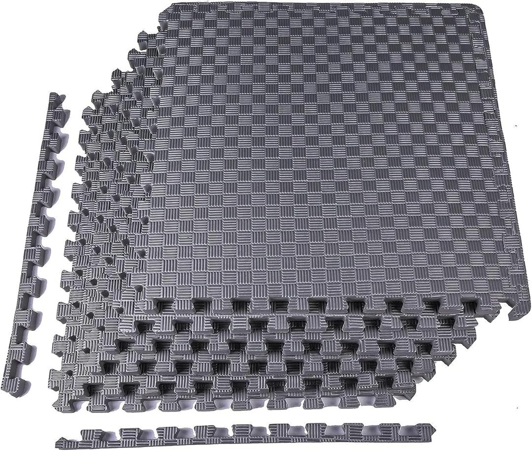 BalanceFrom Puzzle Exercise Mat 1" Thick, EVA Interlocking Foam Floor Tiles for Home Gym, Mat for Home Workout Equipment, Floor Padding for Kids, Gray, 24 in x 24 in x 1 in, 24 Sq Ft - 6 Tiles (Grey)