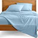 Bare Home Split King Sheet Set - 1800 Ultra-Soft Microfiber Bed Sheets - Double Brushed - Deep Pockets - Easy Fit - 5 Piece Set - Bedding Sheets & Pillowcases (Split King, Light Blue), Split King Size
