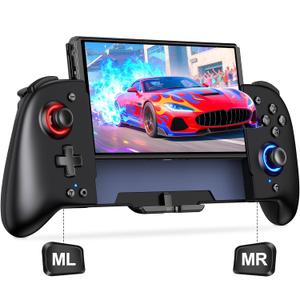 Switch Controllers Compatible with Nintendo Switch/OLED, One-Piece Joypad Controller Replacement for Switch Pro Controller with 9 Lights Color, Switch Remote for Users Who Prefer Handheld Mode (Black)