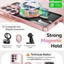 Meifigno Magnetic Case Designed for Samsung Galaxy S26 Ultra 6.9", [Compatible with MagSafe] [Removable Glitter Card & Wrist Strap], Surround Lens Protection Case for Galaxy S26 Ultra, Rose Gold