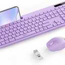 Wireless Keyboard and Mouse for MacBook, seenda Full-Size Wireless Keyboard with Phone Holder, 2.4G USB A & Type C Receiver, Compatible for Mac, MacBook/Air/Pro Windows Computer/Desktop/Laptop, Purple