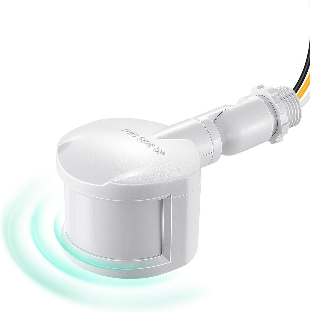 EDISHINE Motion Sensor, 180-Degree Replacement Motion Detector for Security Floodlights, 120V Adjustable Time & Detection Sensitivity Range Up to 60 Feet, 3 Modes Pir Motion Sensor, White, UL Listed