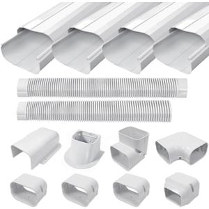 3'' 17 Ft PVC Decorative Pipe Line Cover Kit for Ductless Mini Split Air Conditioner-Full Set, No Other Parts Needed