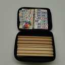 Mexican Train Dominoes Set with 4 Wooden Trays/Racks, Double 12 Dominos Travel Set with 4 Domino Tiles Holders, 91 Tiles Double 12 Colored Dominoes Game Set with Portable Case for Families Kids
