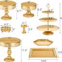 10 Pieces Gold Cake Stand Set, Metal Round Cupcake Holder Dessert Display Plate Serving Platter, Dessert Table Stands and Trays Set for Christmas, Wedding, Birthday, Anniversary, Tea Party