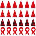 SATINIOR 24 Pcs Mini Christmas Santa Hats Scarf Bulk Small Santa Claus Hats Silverware Holders for Christmas Craft Xmas Table Dinnerware