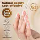UNA GELLA Medium Stiletto Nails Tips,504Pcs Press-on Nails Stiletto Clear Gel Nail Tips, Full Cover Pre-Etched Fake Acrylic Nails, Sturdy for Nail Extensions Home Art Salon 12 Sizes