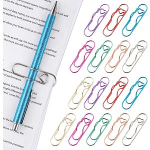 3 x 16Pcs Pen Clip Holder Metal with Hearts for Notebook Journal Planner, Teacher Appreciation Mothers Day Gifts for Teacher Mom Women Accessories School Supplies Office