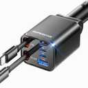 Retractable Car Charger, SUPERONE 99W Car Phone Charger with Cables Fast Charging, USB-C Car Charger Adapter for iPhone 17 16 15 14 13 12, Samsung, Black