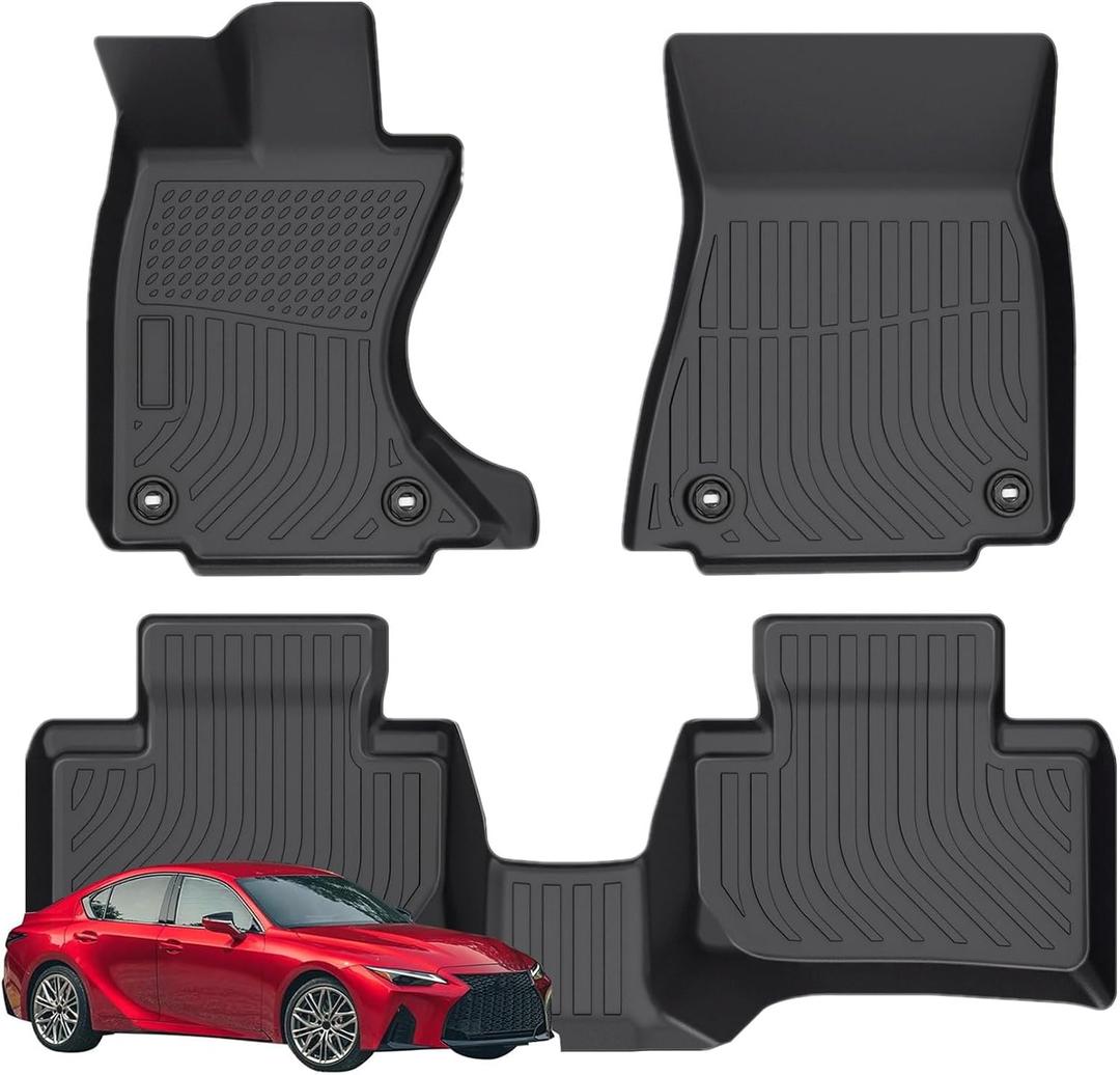 Priprilod Floor Mats Fit for Lexus IS350 IS250 IS300 AWD 2014-2022 All Weather Protector TPE Floor Liners Custom Fit Car Mats Non-SlipAll Wheel Drive Only