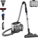 Eureka Bagless Canister Vacuum Cleaner, Lightweight Vac for Carpets and Hard Floors, Silver with Black, NEN180
