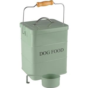 Geyecete Dog Treats tin and dog Food Storage Tin with Lid & with Spoon for dog Food Storage, Medium Pet Food Storage Can-Dog Food-Green