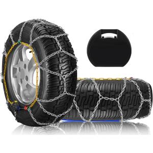 SCITOO HKN140 Snow Chains Quick Easy Installation,Tire Traction Chain For Car Pickup Trucks SUV,Adjustable Universal Emergency Thickening Tire Chains Width 235 245 255 275(16"17"18"19"20")- Set of 2