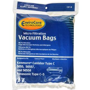 EnviroCare Kenmore Mircrofiltration Canister Vacuum Bags, Multicolor, C-5 (9 Bags)