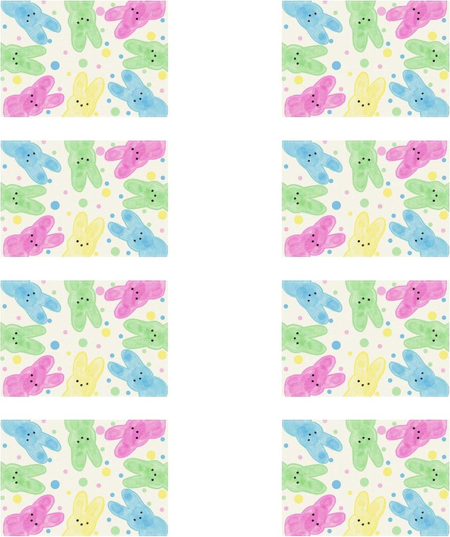 XCHI Colorful Dots Cute Bunny Watercolor Rabbits Easter Placemats Set of 8 Table Mats for Masquerade Party Home Kitchen Dining Table Decorations 12x18 Inch