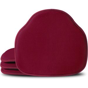 Shinnwa Windsor Chair Cushions Set of 4, Farmhouse Chair Pads for Dining Room, Non Slip Kitchen Seat Cushions, 4 Pack, 17 x 15.5 inches, Burgundy
