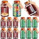 12 Sets Football Party Favors Football Mason Jar decoration Brown Green Plastic Bottle with Cards Stickers Senior Night Gifts for Team Favors Sports Party Decorations