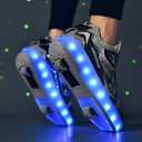 Roller Skate Shoes for Boys and Girls Kids LED Light Up Fashion Sneakers with Rechargeable and Detachable Wheels The Gift for Party Birthday Christmas Day (Blue)