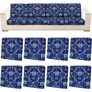 pickyNproud 8Pcs Patio Cushion Covers Stretch Outdoor Couch Cushions Slipcovers Replacement Washable Furniture Protector with Elastic Bottom Sofa Chair Seat Cover, Dark Blue